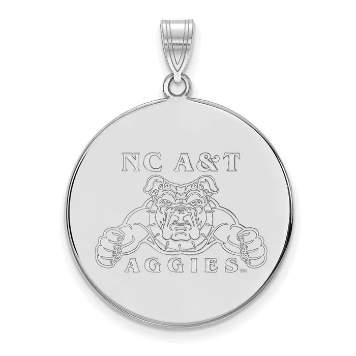 Necklaces TreasureFineJewelers Sterling Silver Rhodiumplated North Carolina A and T Aggies Extra Large Disc Pendant Necklaces TreasureFineJewelers Sterling Silver Rhodiumplated North Carolina A and T Aggies Extra Large Disc Pendant