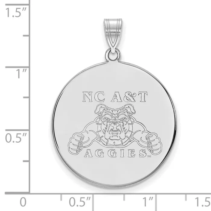 Necklaces TreasureFineJewelers Sterling Silver Rhodiumplated North Carolina A and T Aggies Extra Large Disc Pendant