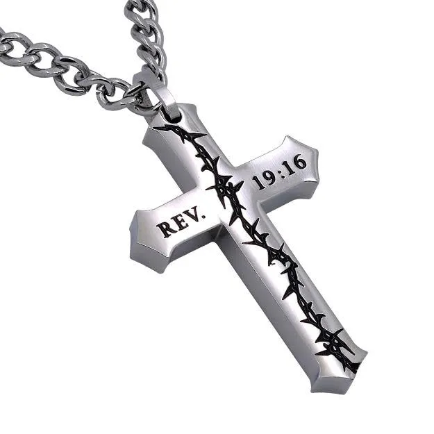 North Arrow Shop Necklaces REVELATION 1916 Crown Of Thorns Cross Necklace Stainless Steel Curb Chain North Arrow Shop Necklaces REVELATION 1916 Crown Of Thorns Cross Necklace Stainless Steel Curb Chain
