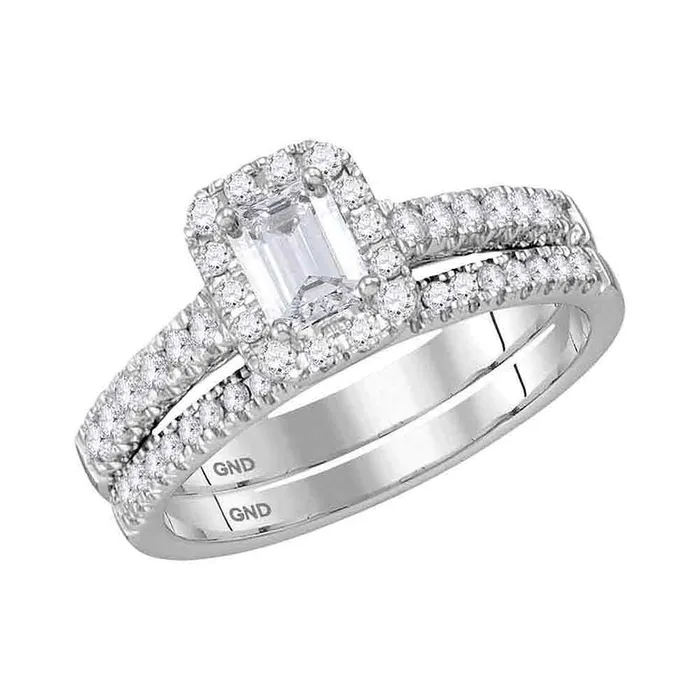 North Arrow Shop Rings 14kt white gold womens emerald diamond bridal wedding engagement ring band set 100 cttw117029 North Arrow Shop Rings 14kt white gold womens emerald diamond bridal wedding engagement ring band set 100 cttw117029