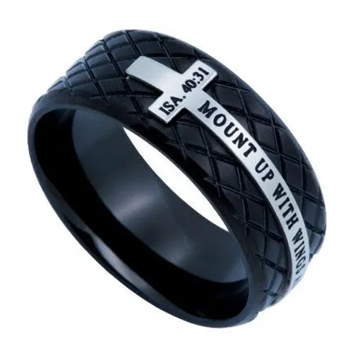 North Arrow Shop Rings Isaiah 4031 Inspirational Bible Verse Steel Black Diamond Back Cross Ring North Arrow Shop Rings Isaiah 4031 Inspirational Bible Verse Steel Black Diamond Back Cross Ring