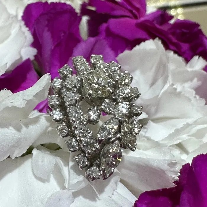 Rings 14 Karat White Gold Diamond Cluster Ring 13000780 ONeills Estate Jewelry Rings 14 Karat White Gold Diamond Cluster Ring 13000780 ONeills Estate Jewelry