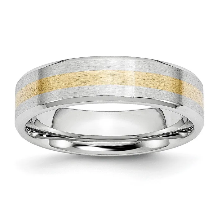 Rings Cobalt 14k Gold Inlay Satin and Polished 6mm Band TreasureFineJewelers Rings Cobalt 14k Gold Inlay Satin and Polished 6mm Band TreasureFineJewelers