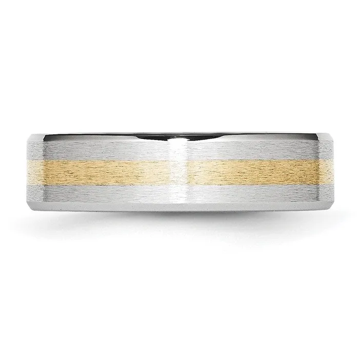 Rings Cobalt 14k Gold Inlay Satin and Polished 6mm Band TreasureFineJewelers