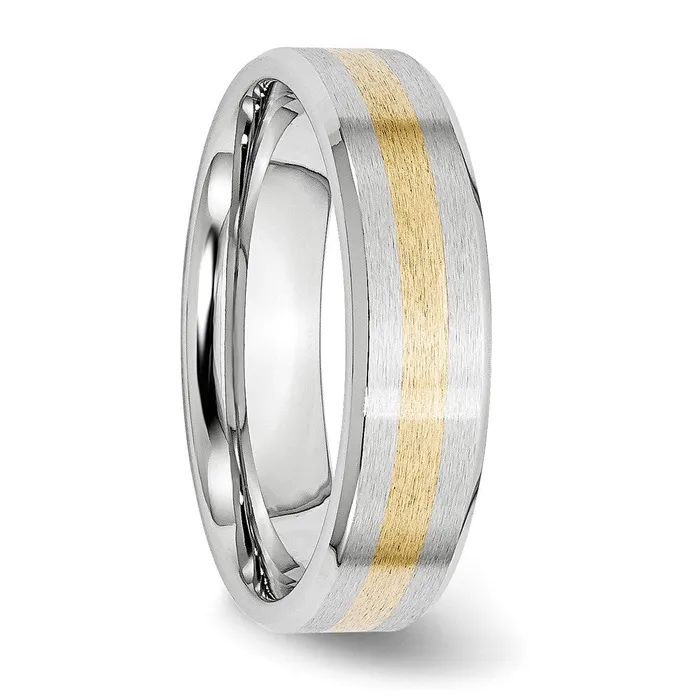 Rings Cobalt 14k Gold Inlay Satin and Polished 6mm Band TreasureFineJewelers