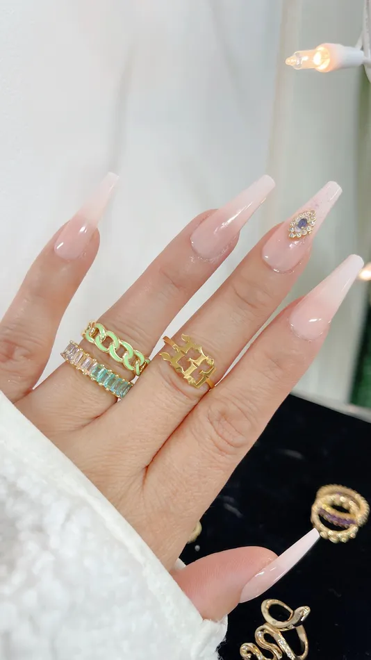Rings MP Jewelry Green Chain Ring Set