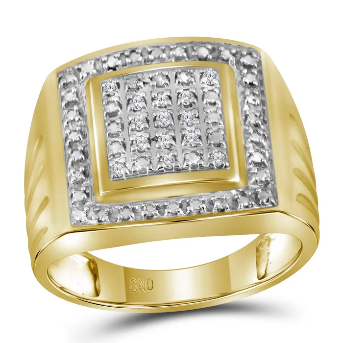 Rings North Arrow Shop yellow tone sterling silver mens round diamond square frame cluster ring 110 cttw size 948934 Rings North Arrow Shop yellow tone sterling silver mens round diamond square frame cluster ring 110 cttw size 948934