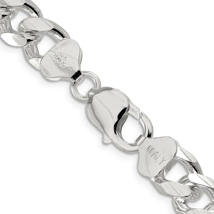 Rings Sterling Silver 105mm Domed w Side Dimondcut Curb Chain TreasureFineJewelers