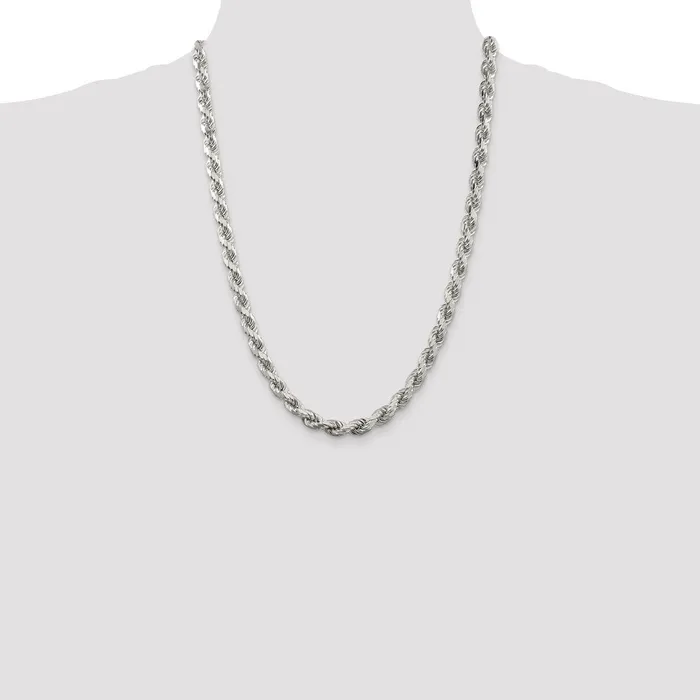 Rings Sterling Silver 7mm Diamondcut Rope Chain TreasureFineJewelers
