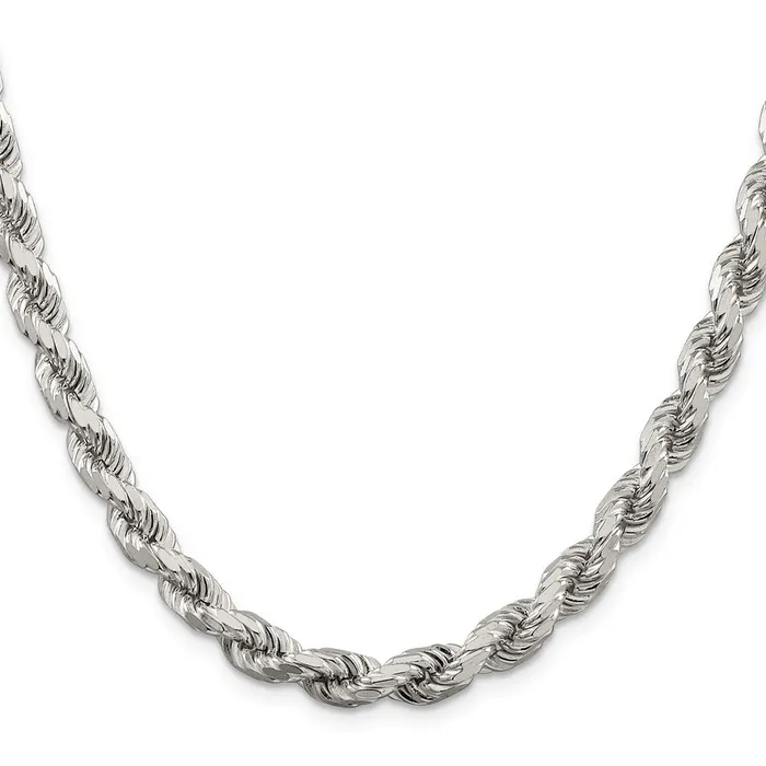 Rings Sterling Silver 7mm Diamondcut Rope Chain TreasureFineJewelers