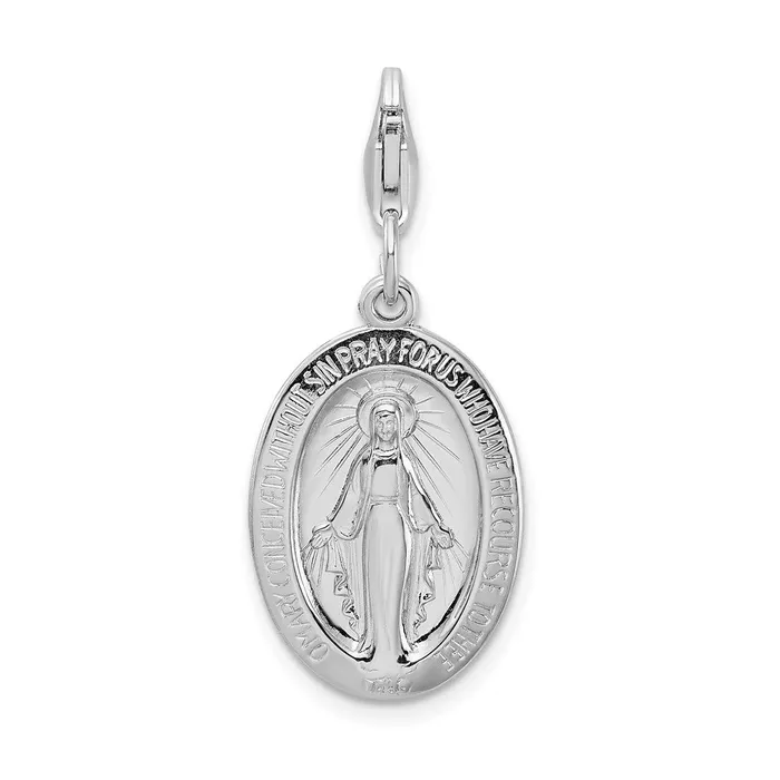 Rings Sterling Silver Amore La Vita Rhodiumpl Polished Miraculous Medal Charm TreasureFineJewelers Rings Sterling Silver Amore La Vita Rhodiumpl Polished Miraculous Medal Charm TreasureFineJewelers