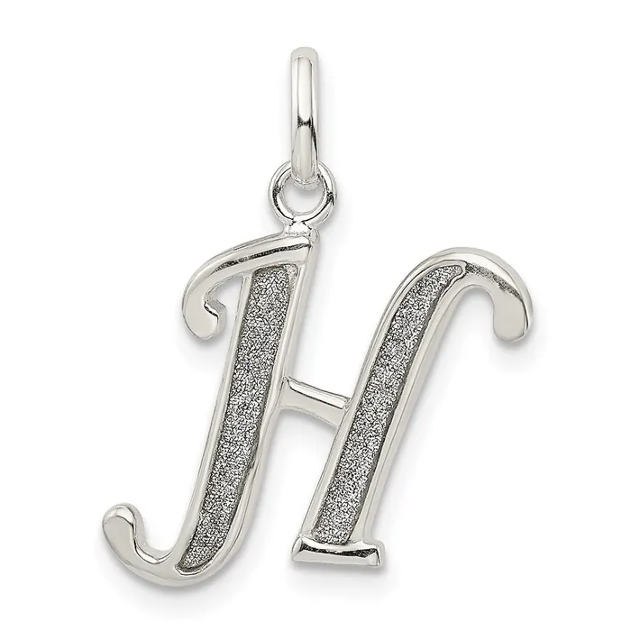 Rings Sterling Silver Polished Glitter Enamel Letter H Initial Charm TreasureFineJewelers Rings Sterling Silver Polished Glitter Enamel Letter H Initial Charm TreasureFineJewelers
