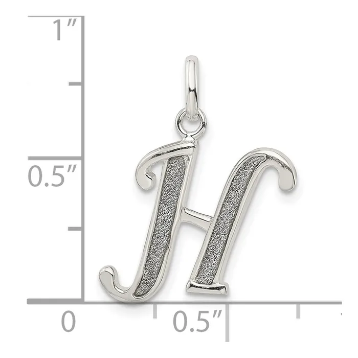 Rings Sterling Silver Polished Glitter Enamel Letter H Initial Charm TreasureFineJewelers