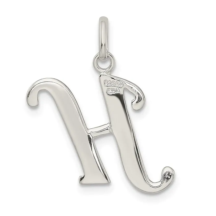 Rings Sterling Silver Polished Glitter Enamel Letter H Initial Charm TreasureFineJewelers