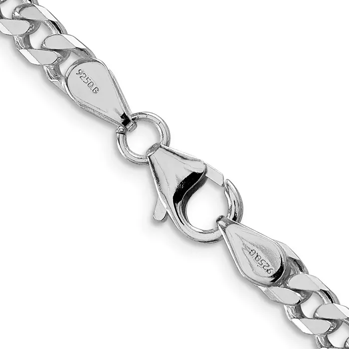Rings Sterling Silver Rhodiumplated Polished 5mm Curb Chain TreasureFineJewelers