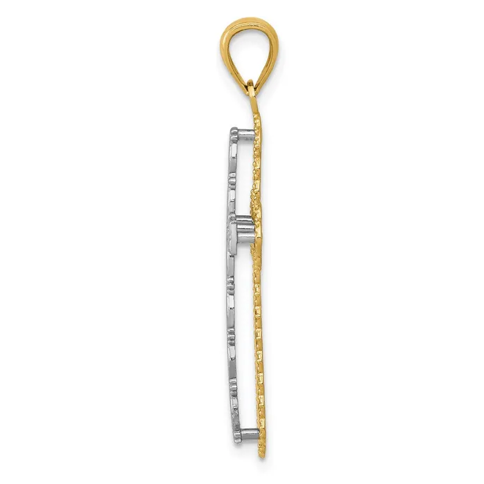 Rings TreasureFineJewelers 14K Twotone Gold Polished 2 Level Cross Pendant