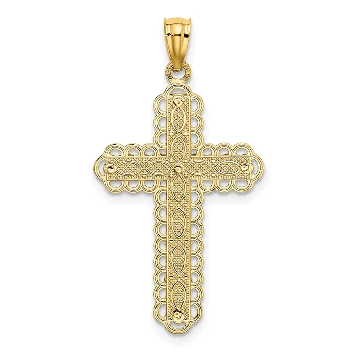 Rings TreasureFineJewelers 14K Twotone Gold Polished 2 Level Cross Pendant