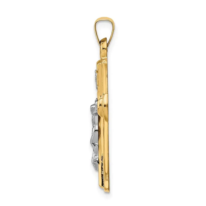 Rings TreasureFineJewelers 14k Twotone INRI Hollow Crucifix Pendant