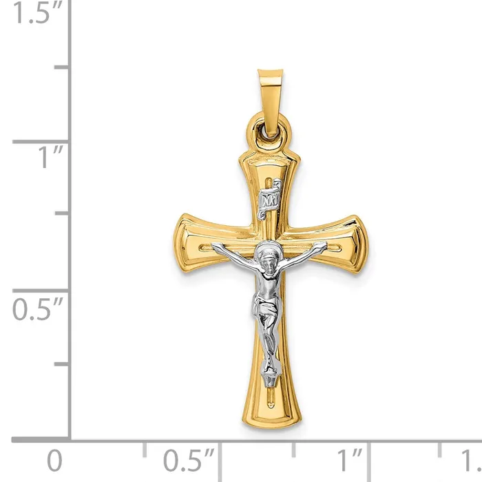 Rings TreasureFineJewelers 14k Twotone INRI Hollow Crucifix Pendant