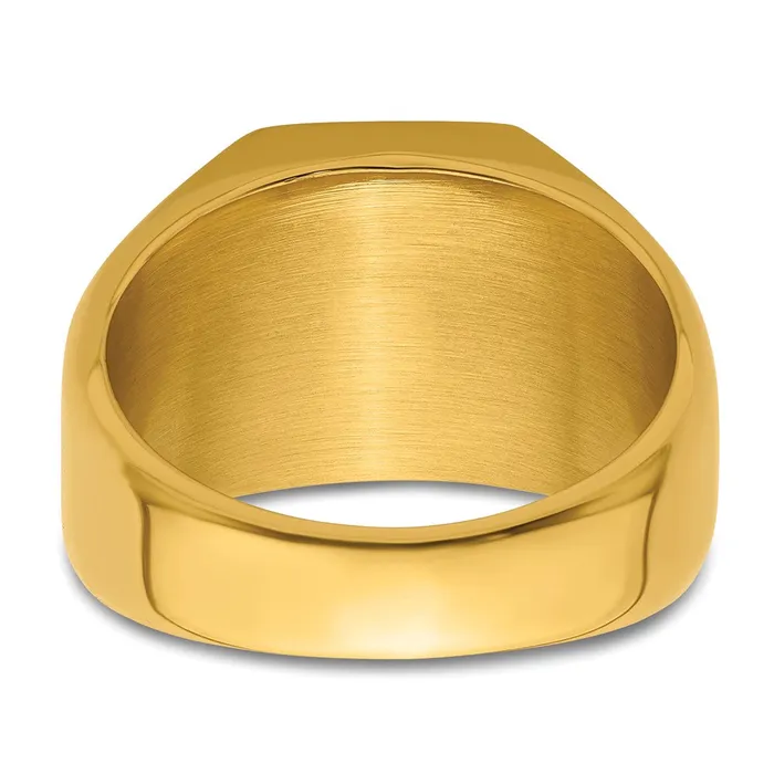 Rings TreasureFineJewelers Stainless Steel Polished Yellow IPplated Signet Ring