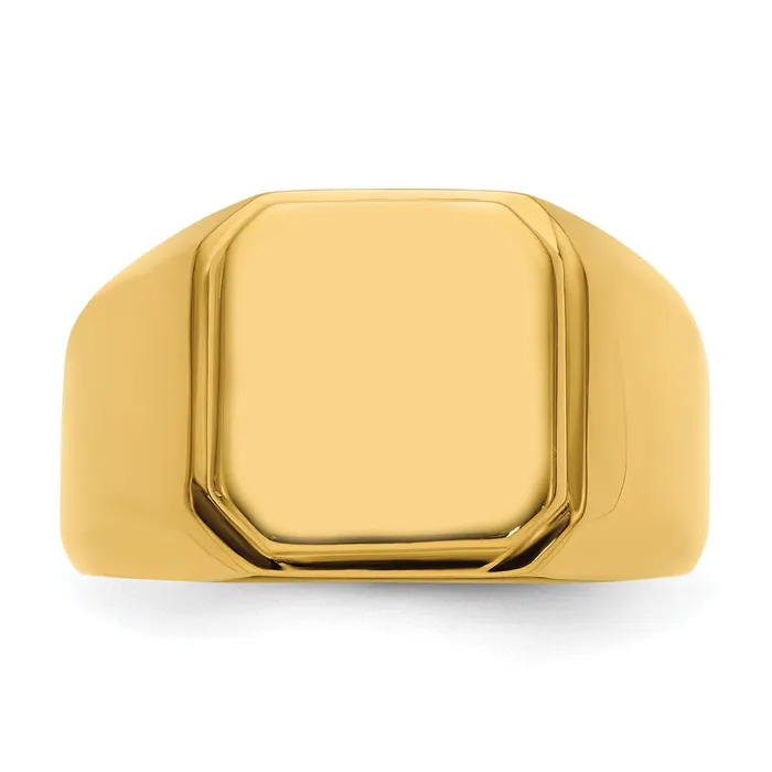 Rings TreasureFineJewelers Stainless Steel Polished Yellow IPplated Signet Ring