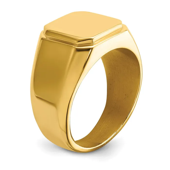 Rings TreasureFineJewelers Stainless Steel Polished Yellow IPplated Signet Ring