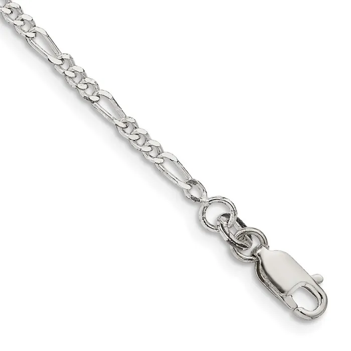 Rings TreasureFineJewelers Sterling Silver 225mm Figaro Chain Anklet