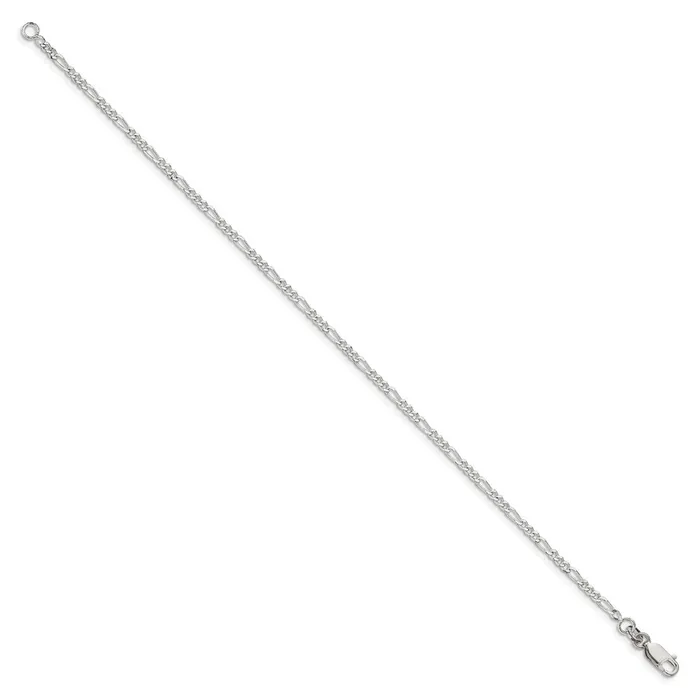 Rings TreasureFineJewelers Sterling Silver 225mm Figaro Chain Anklet