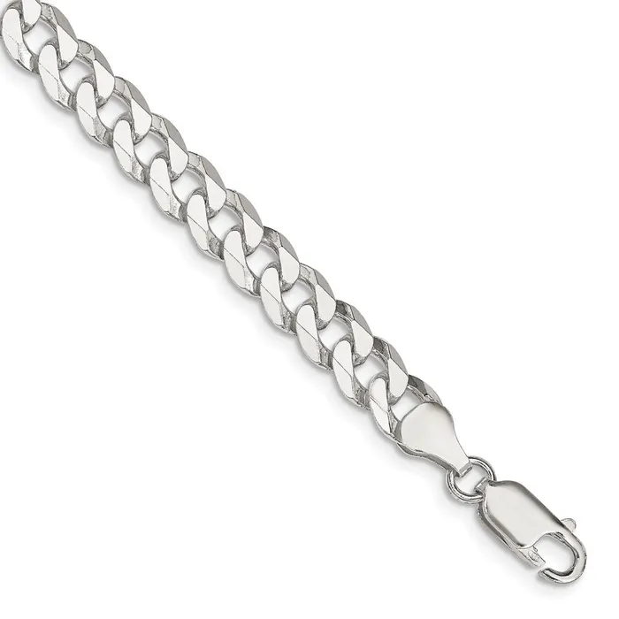 Rings TreasureFineJewelers Sterling Silver 7mm Beveled Curb Chain