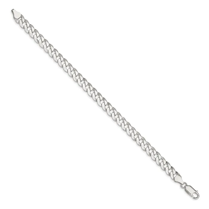 Rings TreasureFineJewelers Sterling Silver 7mm Beveled Curb Chain