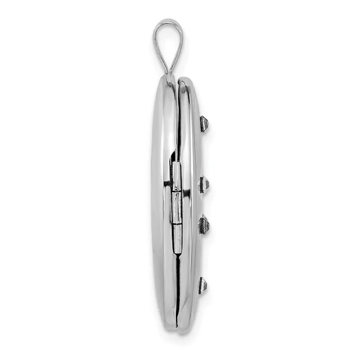 Rings TreasureFineJewelers Sterling Silver Crystal Trinity Oval Locket