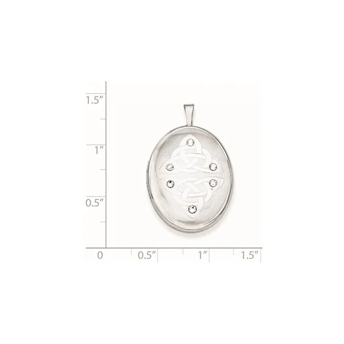 Rings TreasureFineJewelers Sterling Silver Crystal Trinity Oval Locket