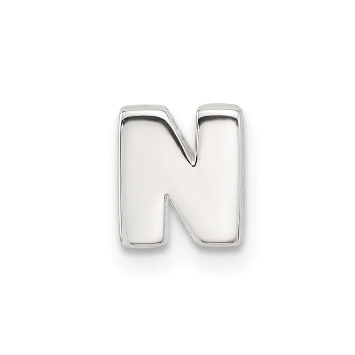 Rings TreasureFineJewelers Sterling Silver Ecoated Letter N Slide Charm