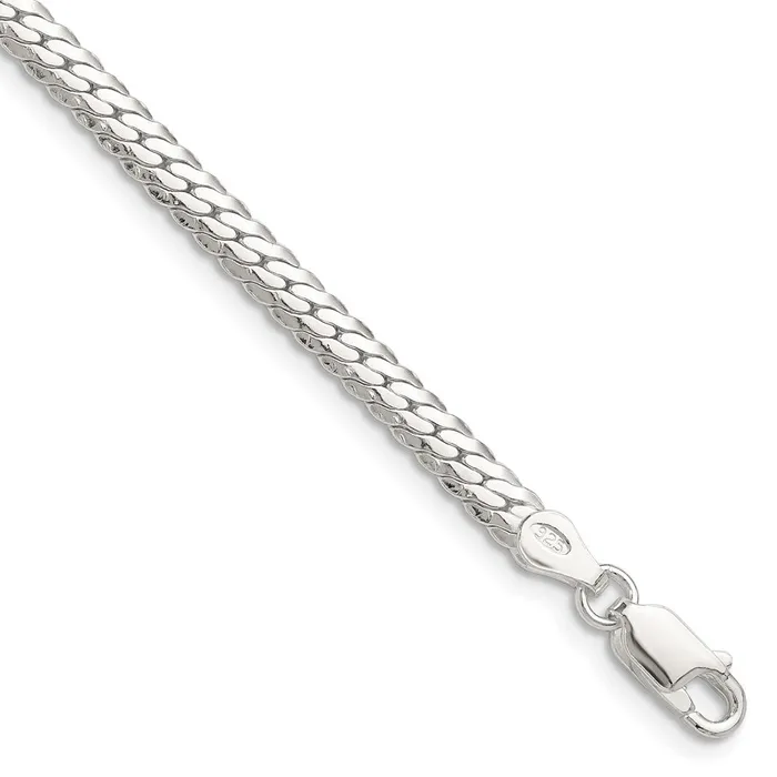 Rings TreasureFineJewelers Sterling Silver Polished 41mm Double Oval Flat Chain Rings TreasureFineJewelers Sterling Silver Polished 41mm Double Oval Flat Chain