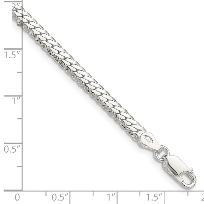 Rings TreasureFineJewelers Sterling Silver Polished 41mm Double Oval Flat Chain