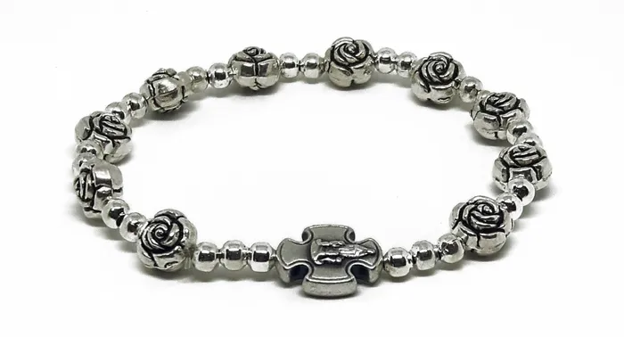 Silver Roses With Fatima Cross Rosary Bracelet Catholic Gifts Canada Bracelets