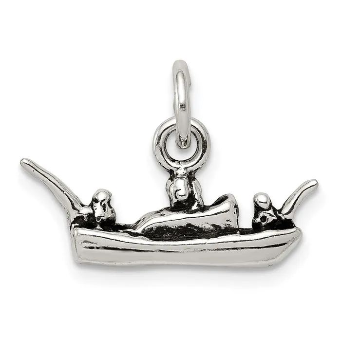 Sterling Silver Antiqued Boat Charm TreasureFineJewelers Rings