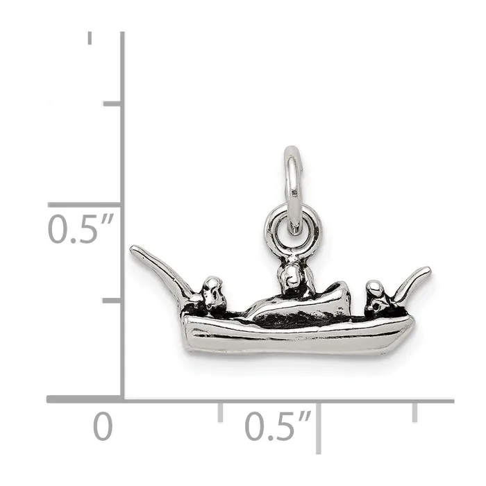 Sterling Silver Antiqued Boat Charm TreasureFineJewelers Rings