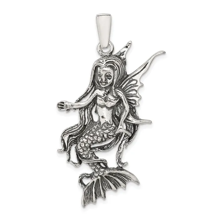 Sterling Silver Antiqued Mermaid Pendant TreasureFineJewelers Necklaces