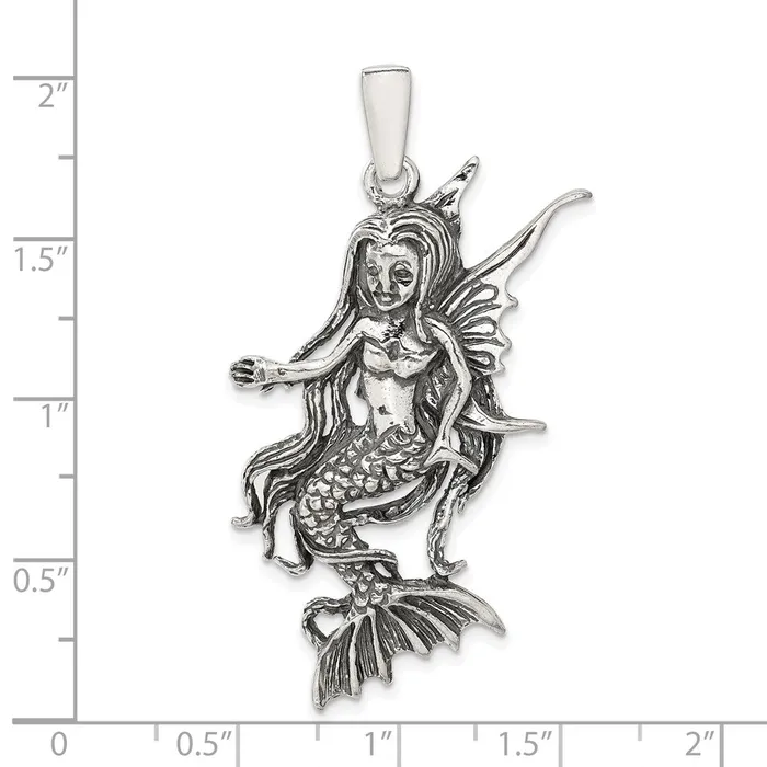 Sterling Silver Antiqued Mermaid Pendant TreasureFineJewelers Necklaces