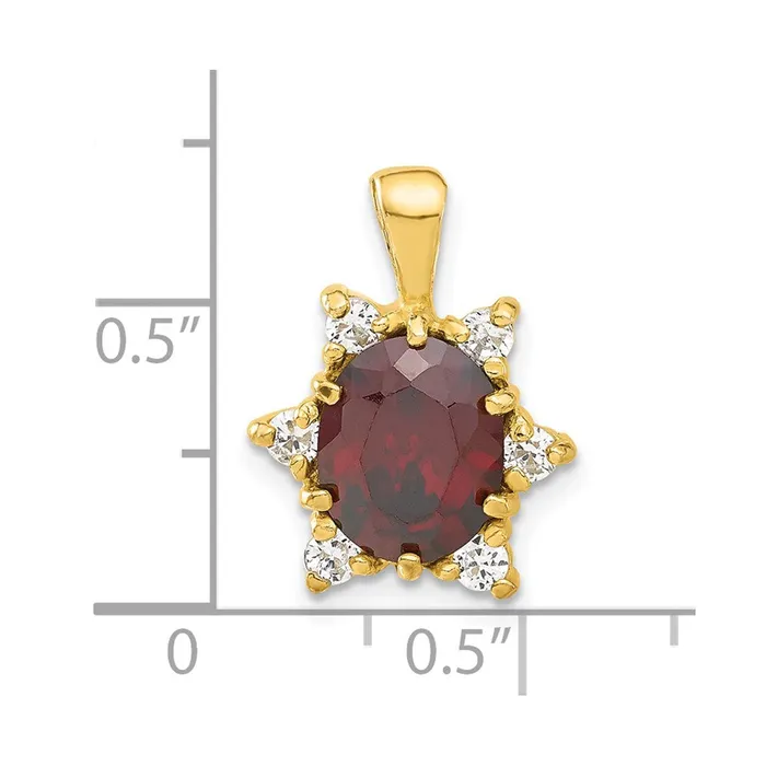 Sterling Silver Flash Goldplated Red White CZ Oval Pendant TreasureFineJewelers Necklaces