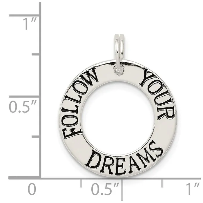Sterling Silver Follow Your Dreams Circle Charm TreasureFineJewelers Rings