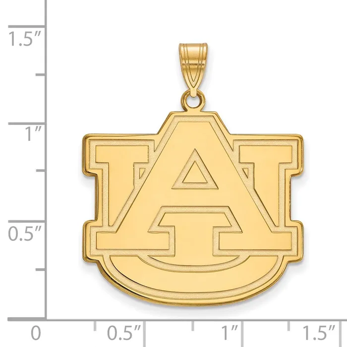 Sterling Silver Goldplated Auburn University AU Extra Large Pendant TreasureFineJewelers Necklaces