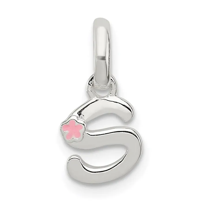 Sterling Silver Letter S with Enamel Pendant TreasureFineJewelers Necklaces Sterling Silver Letter S with Enamel Pendant TreasureFineJewelers Necklaces