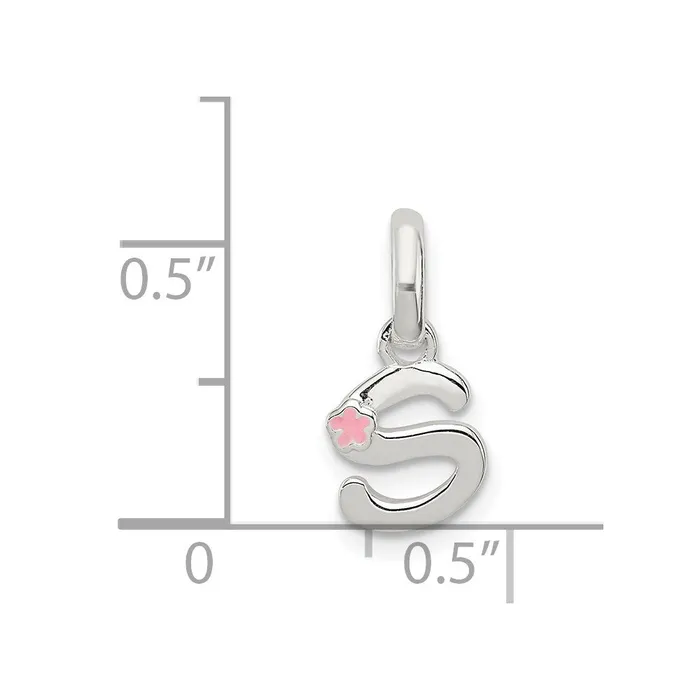 Sterling Silver Letter S with Enamel Pendant TreasureFineJewelers Necklaces
