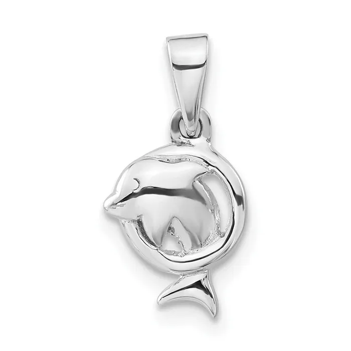 Sterling Silver Polished Dolphin in Hoop Pendant TreasureFineJewelers Earrings Sterling Silver Polished Dolphin in Hoop Pendant TreasureFineJewelers Earrings