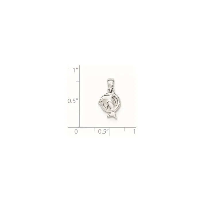 Sterling Silver Polished Dolphin in Hoop Pendant TreasureFineJewelers Earrings