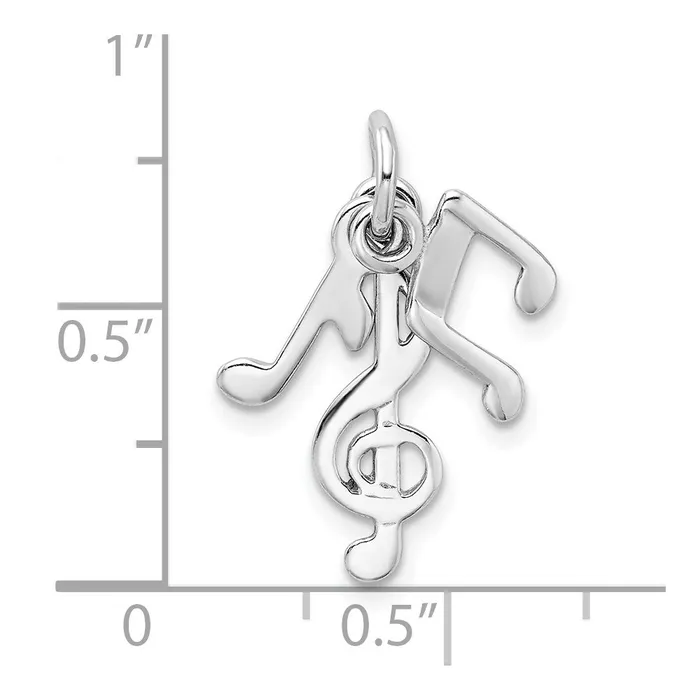 Sterling Silver Rhodplated Polished Music Notes Charm TreasureFineJewelers Rings