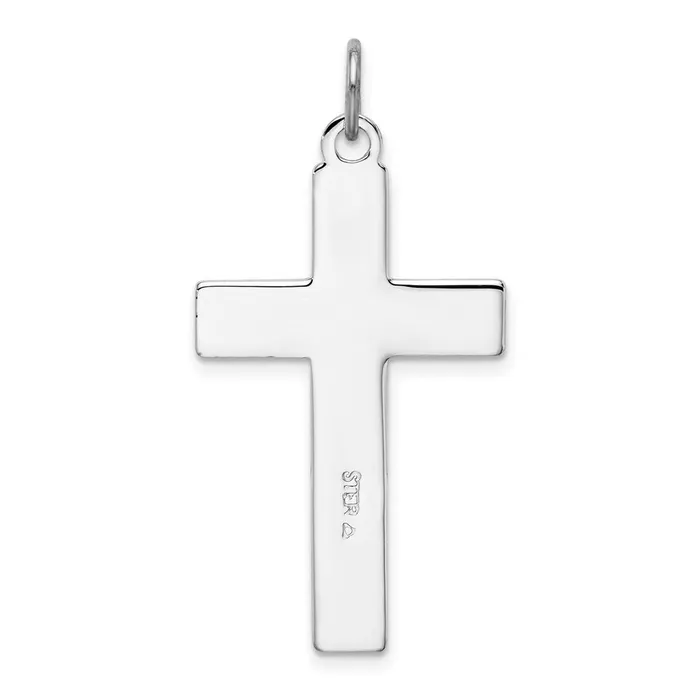 Sterling Silver Rhodiumplated Brshed Polished Enml Black Cross Pendant TreasureFineJewelers Necklaces