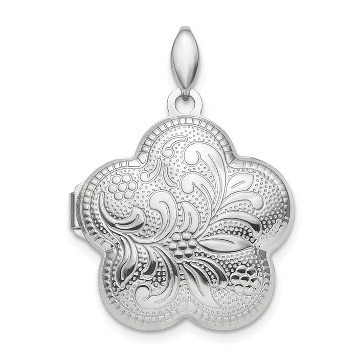 Sterling Silver Rhodiumplated Polished 21mm Domed Swirl Flower Locket TreasureFineJewelers Rings Sterling Silver Rhodiumplated Polished 21mm Domed Swirl Flower Locket TreasureFineJewelers Rings